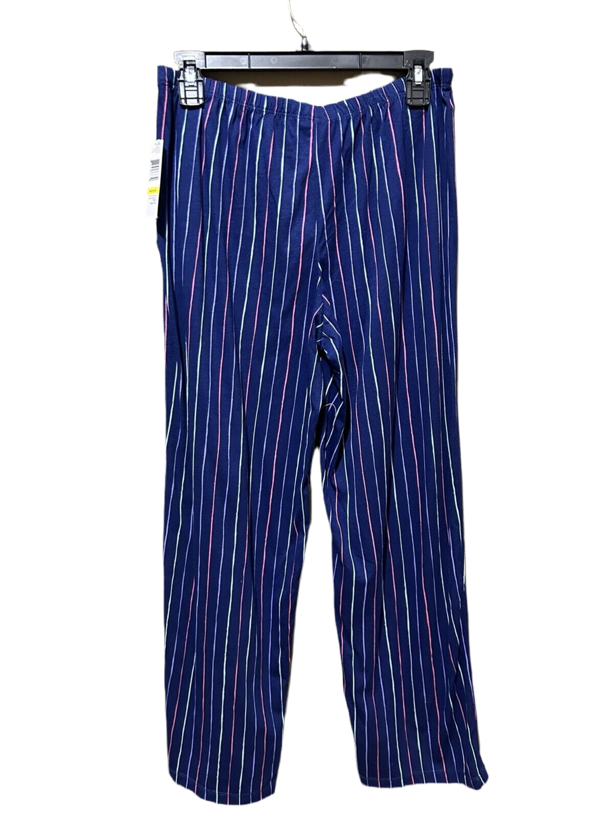 HUE women’s Printed Knit Capri Pajama Sleep Pants Blue Stripes