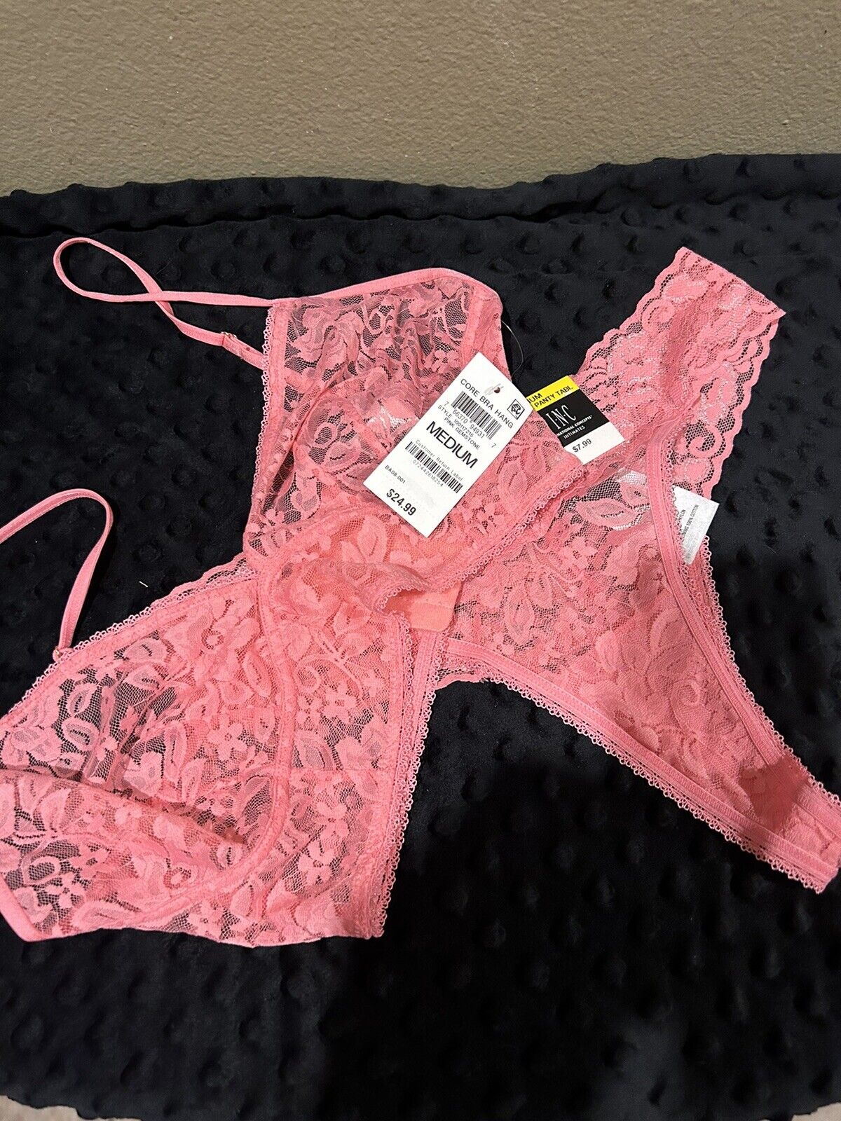 Inc Women's Lace-Trim High-Waist Mesh Pink Underwear With Matching Bra