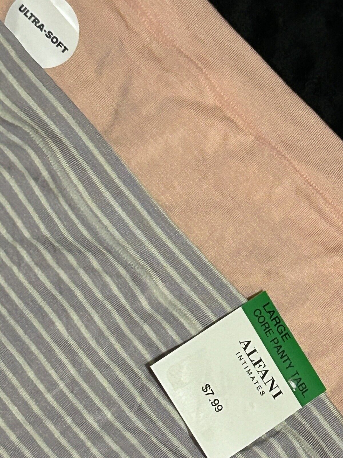 Two Pair Women’s Alfani Intimates Ultra Soft Panty Set Satin Pink & Stripe Underwear