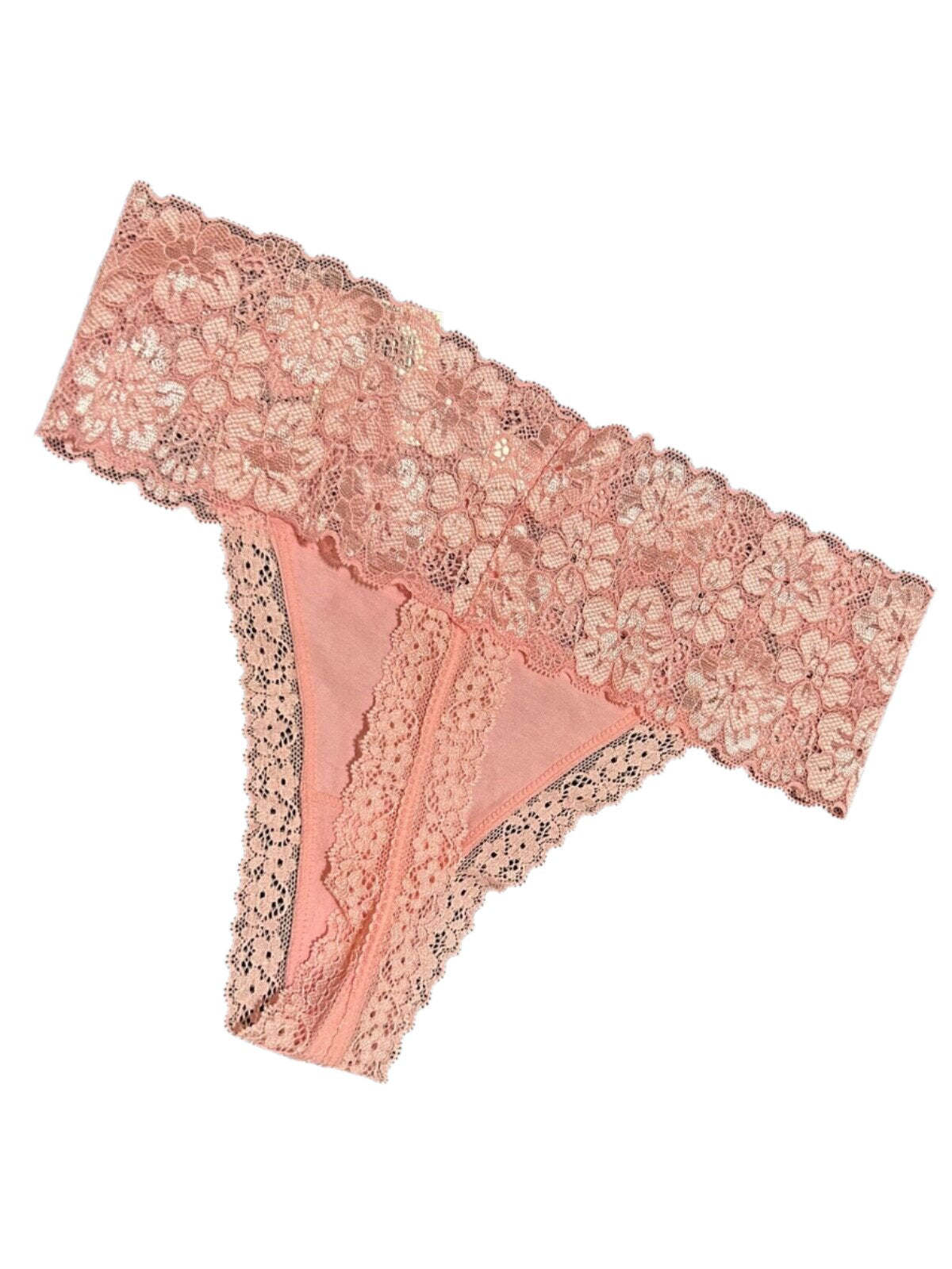 Jenni Women’s Pink Fun Lace High Waist Underwear Thong
