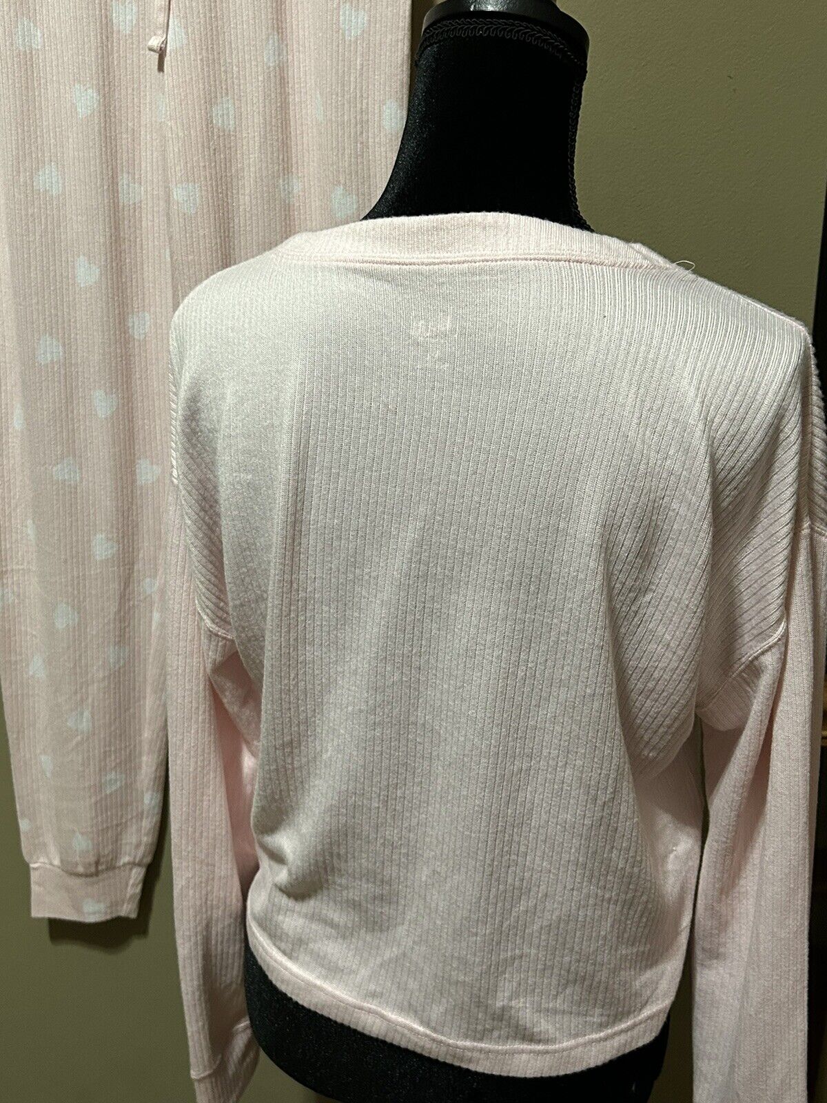 Jenni Women's 2 Piece Pink Ribbed Long Sleeve Henley Pajama Set