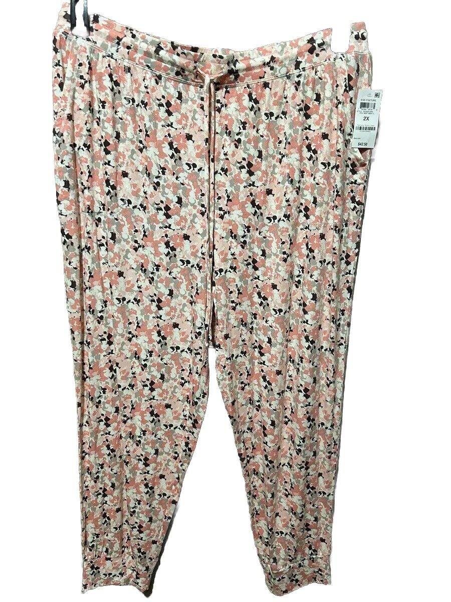 Alfani Women’s Plus Size Super Soft Printed Pajama Pants Peach Sorbet