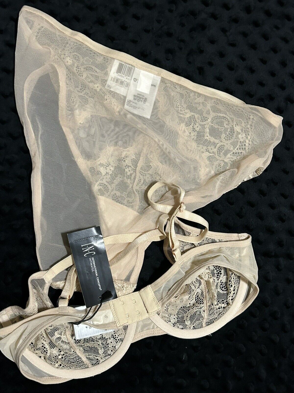 INC Women’s 2 Piece Lace Almond Latte Bralette Set Wire Underlined
