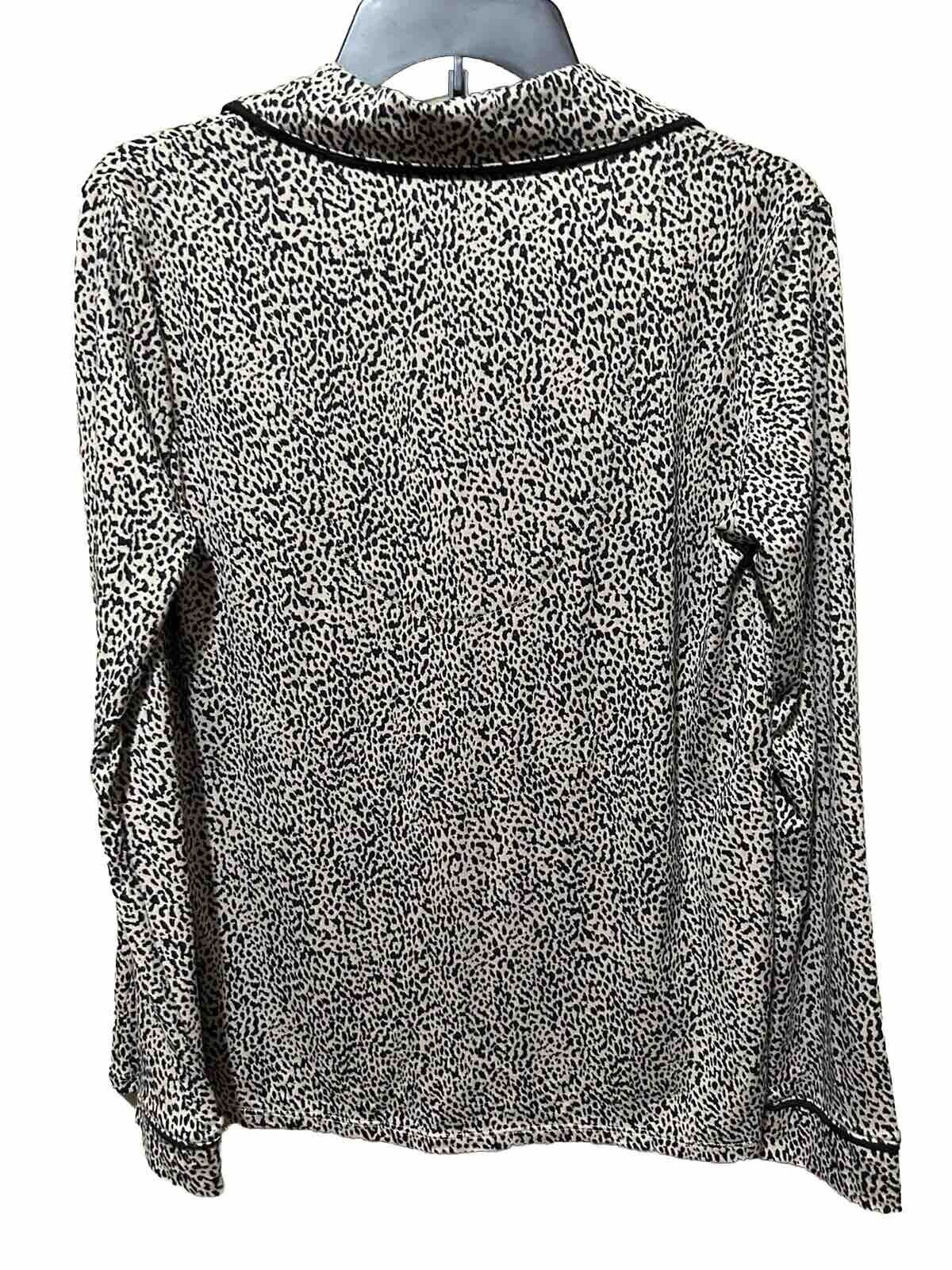 Roudelain Women’s Black Slate Grey Long Sleeve Cheetah Pajama Top