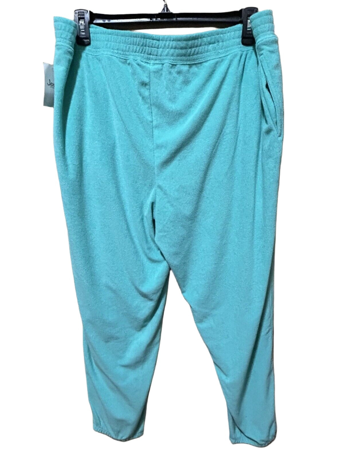 JENNI Women's Smocked-Waist Terrycloth Jogger Pajama Pants Ocean Aqua