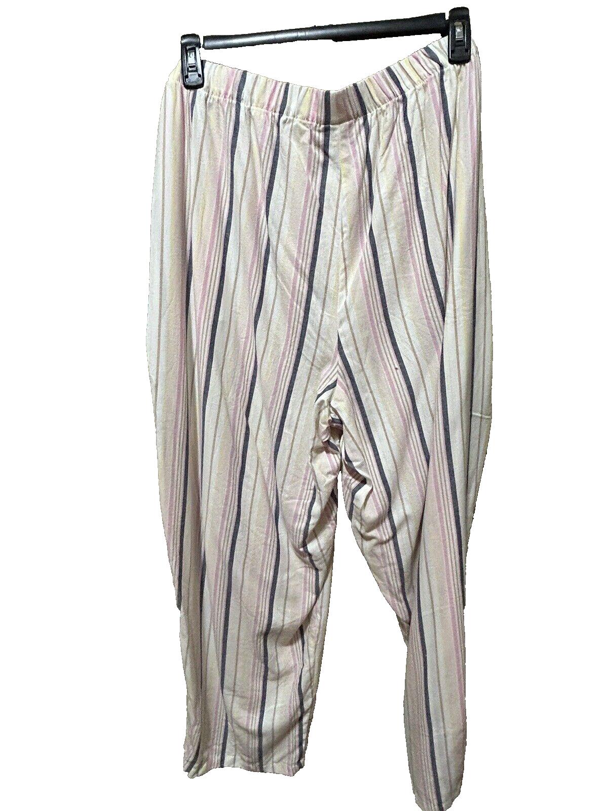 JENNI Plus Size Striped Elastic Waist Cotton Lounge Pajama Pants