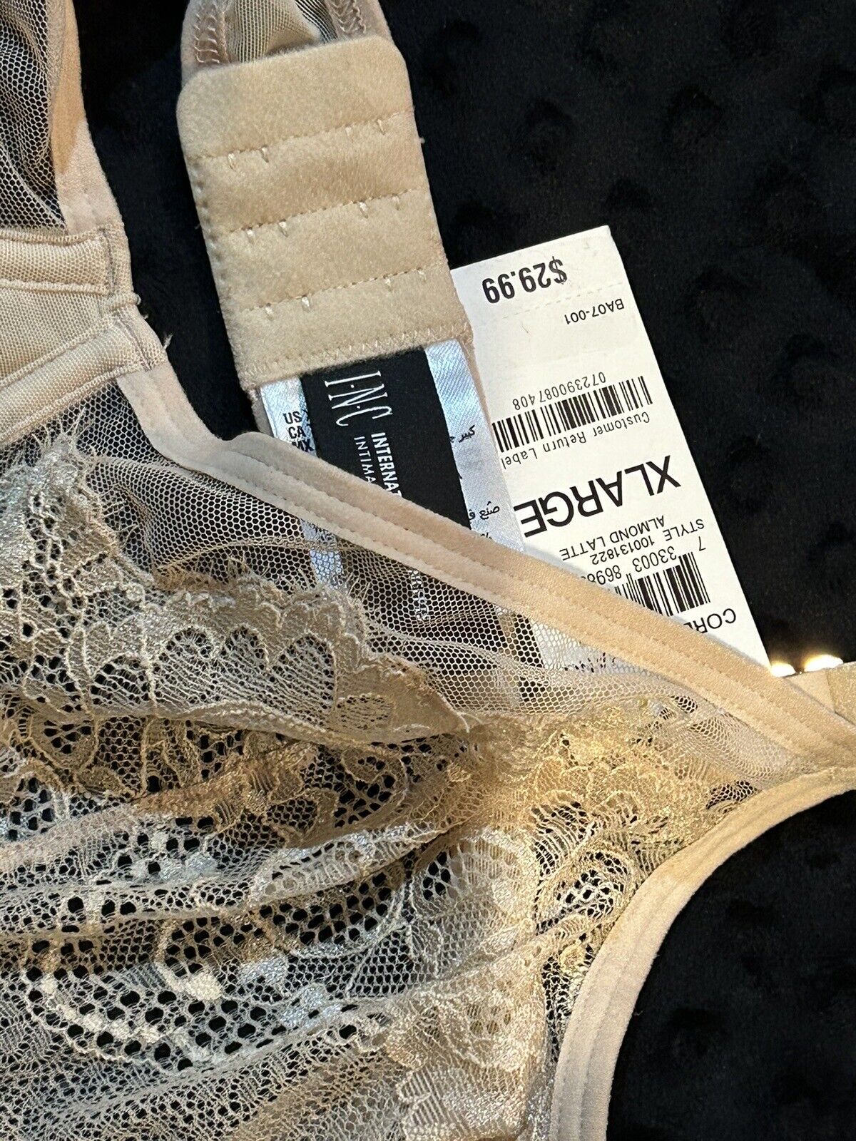 Inc International Concepts Underwire Support Lace Bra Almond Latte Beige XL