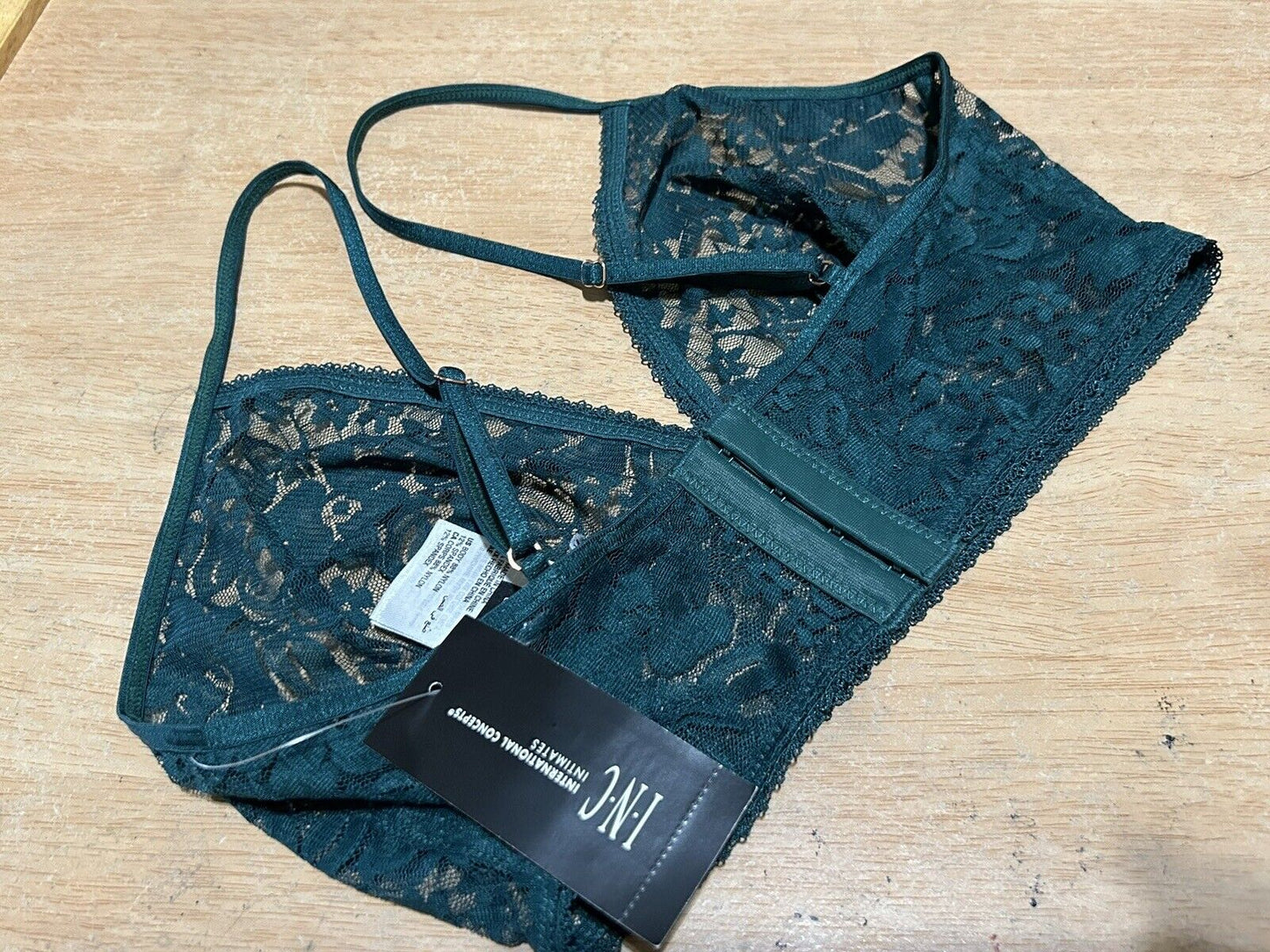 INC International Concepts Women's Lace Bralette Lingerie, Green