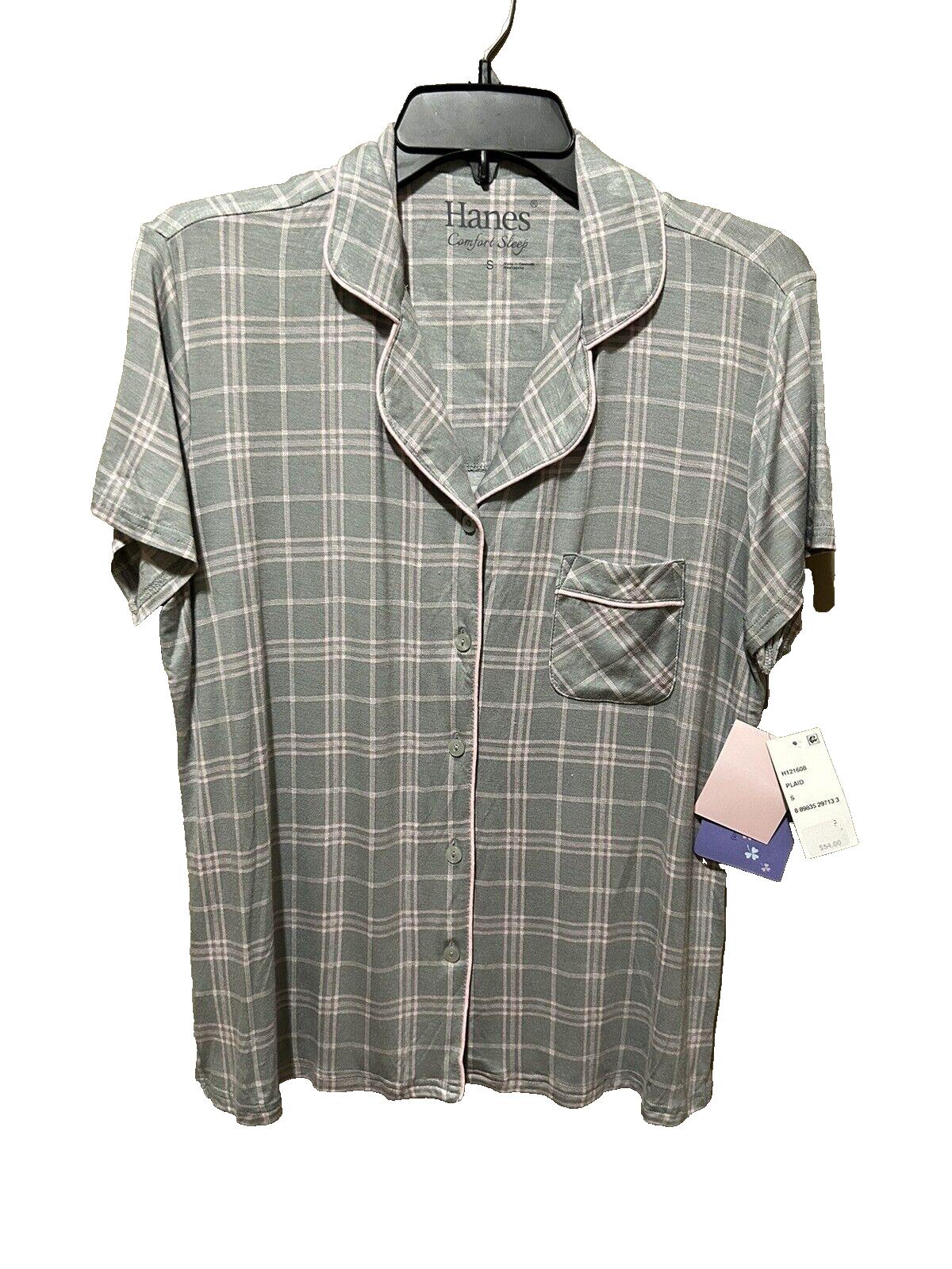 Hanes Women’s Gray Plaid Pajama Top