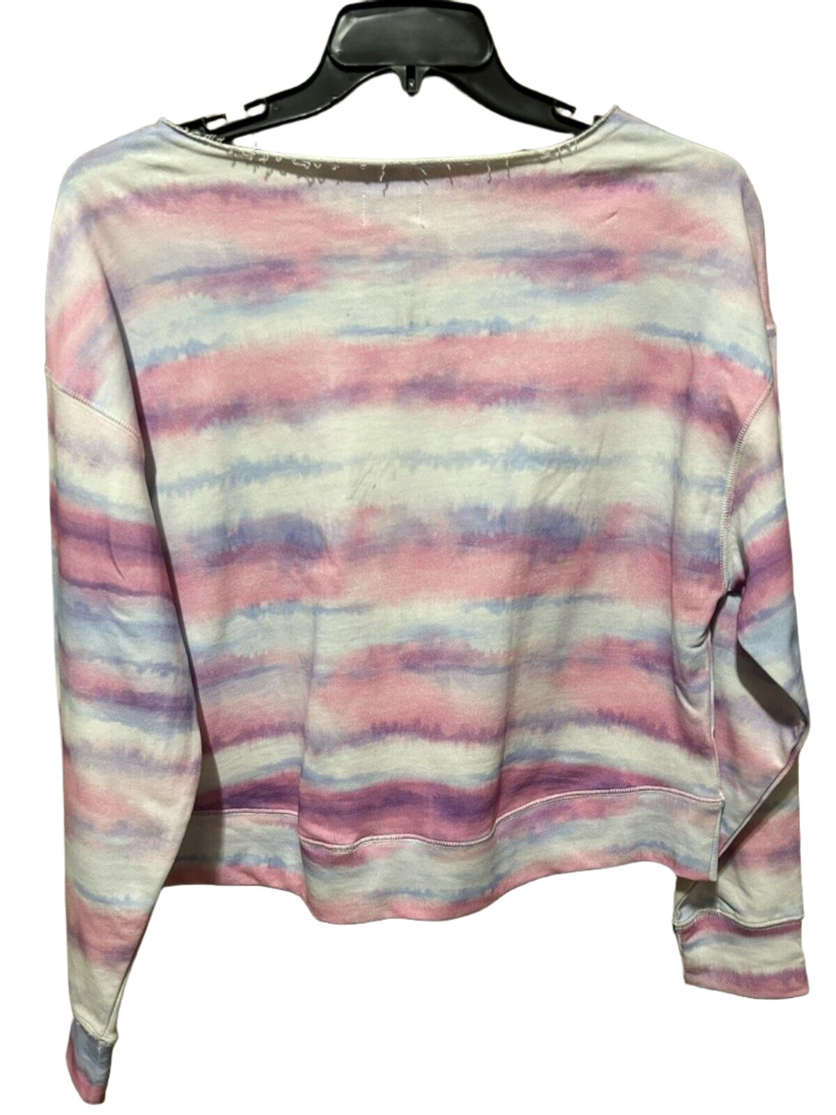 JENNI Intimates Pink French Terry Crew Neck Striped Sleep Shirt Pajama Top