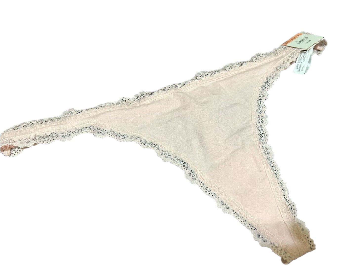 Jenni Women’s Peachskin Lace Trim Thong Panties Underwear