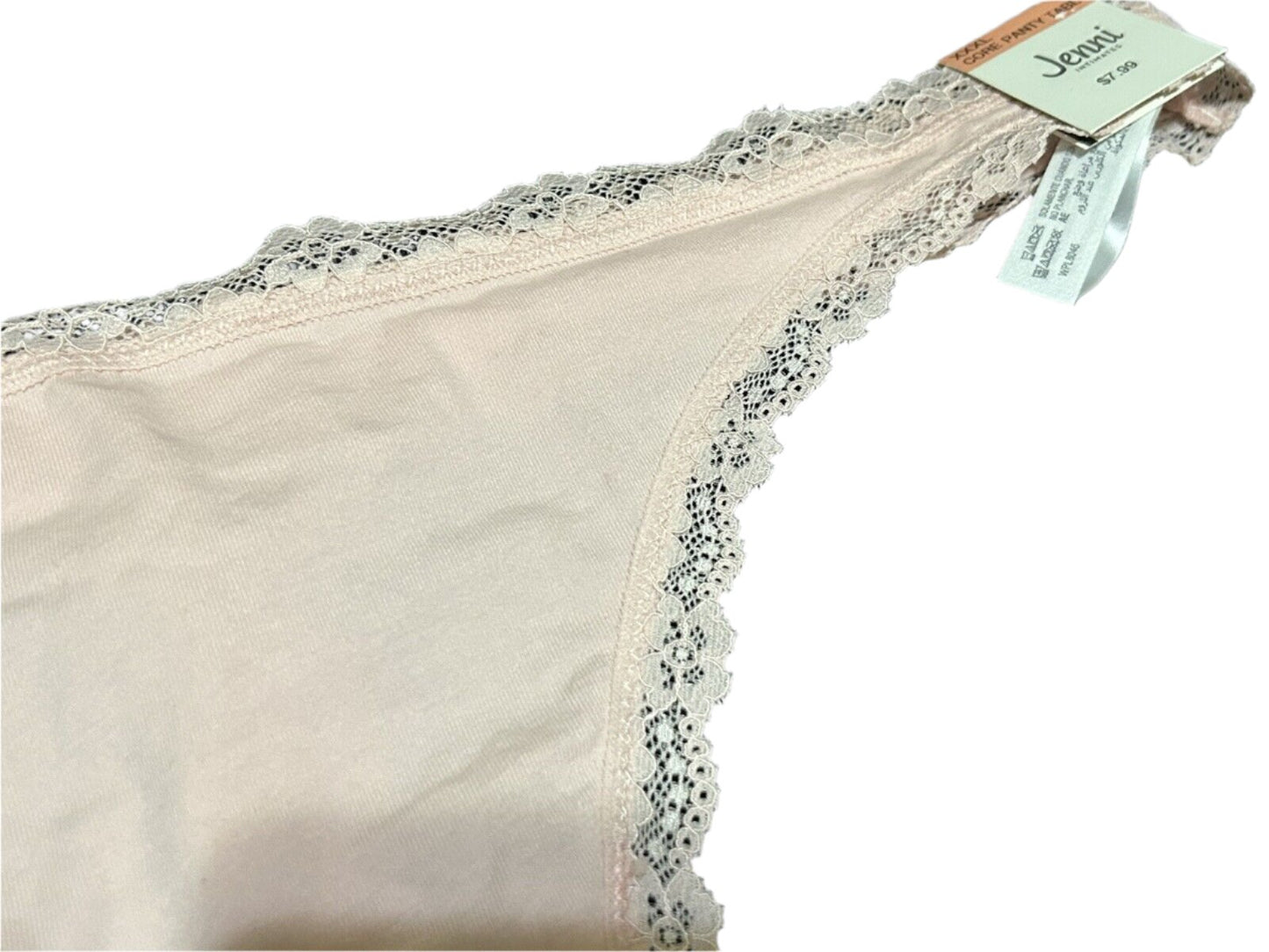 Jenni Women’s Peachskin Lace Trim Thong Panties Underwear