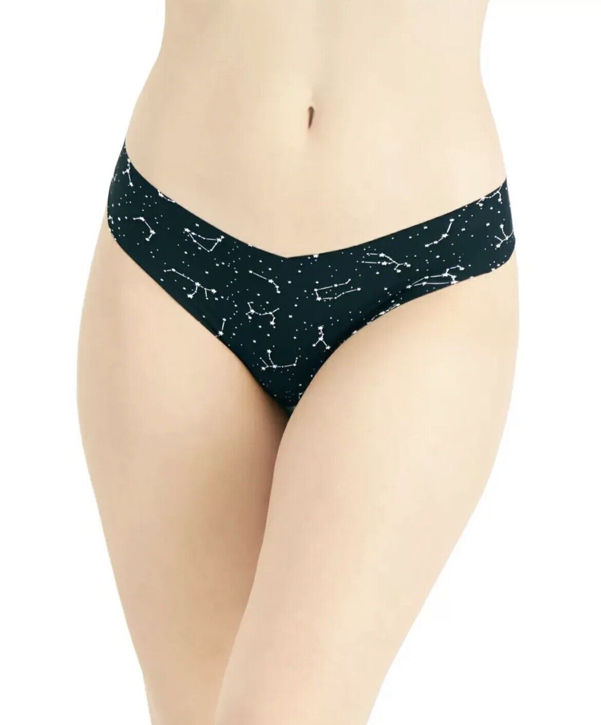 Jenni Intimates Women's No-Show Thong Panty Underwear Black Constellations
