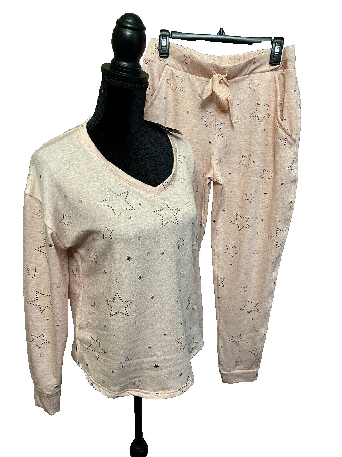 Roudelain Women’s 2 Piece Pajama Lounge Set Pink Rose
