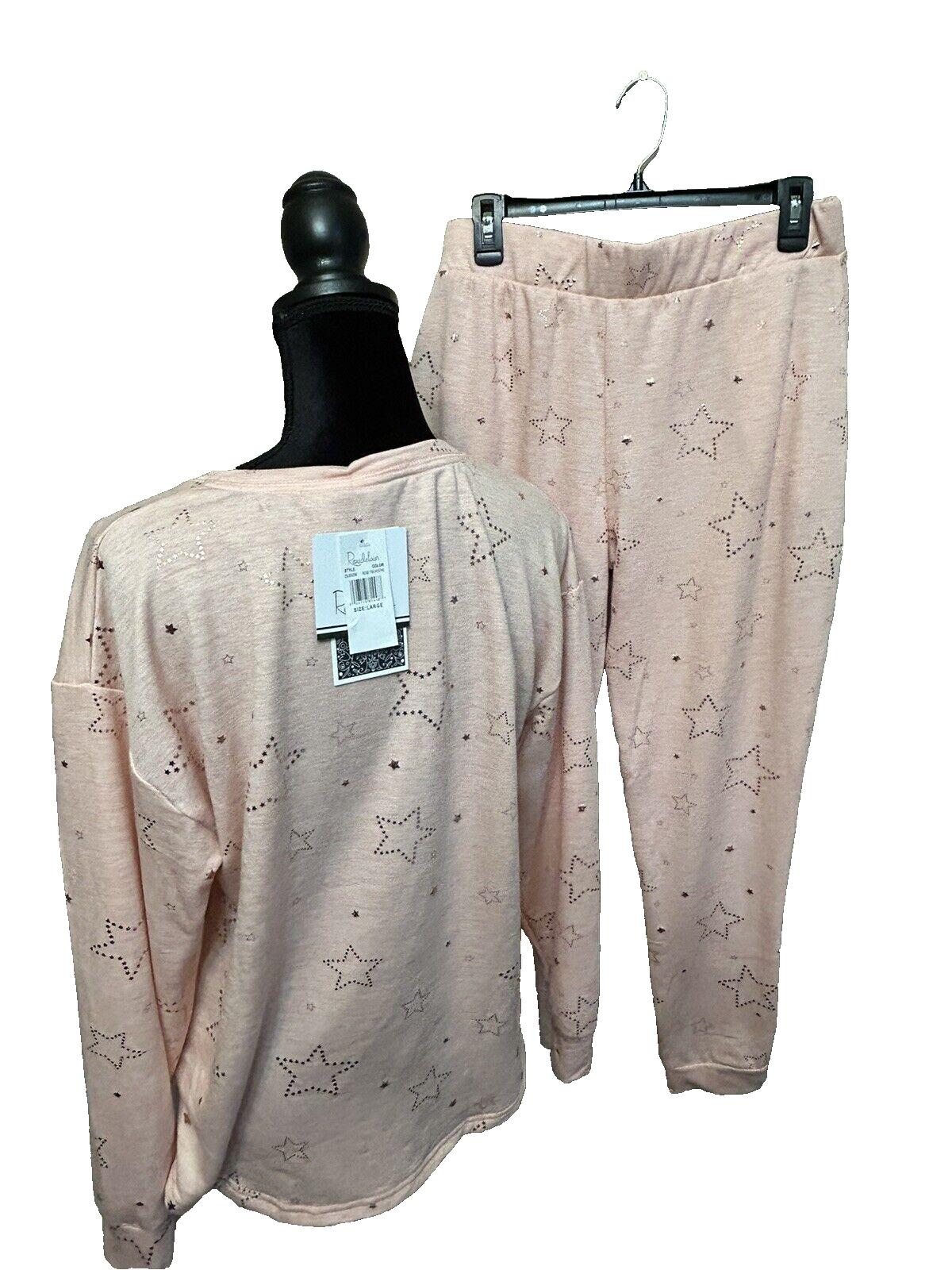 Roudelain Women’s 2 Piece Pajama Lounge Set Pink Rose