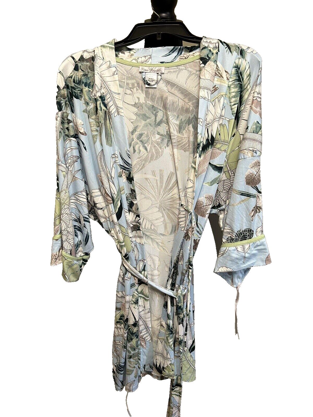 New Linea Donatella Women’s Palm Garden Knit Wrap Robe Turquoise