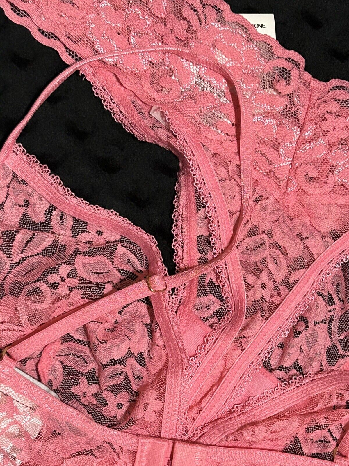 INC Women’s 2 Piece Lace Thong Pink Gemstone Bralette Set