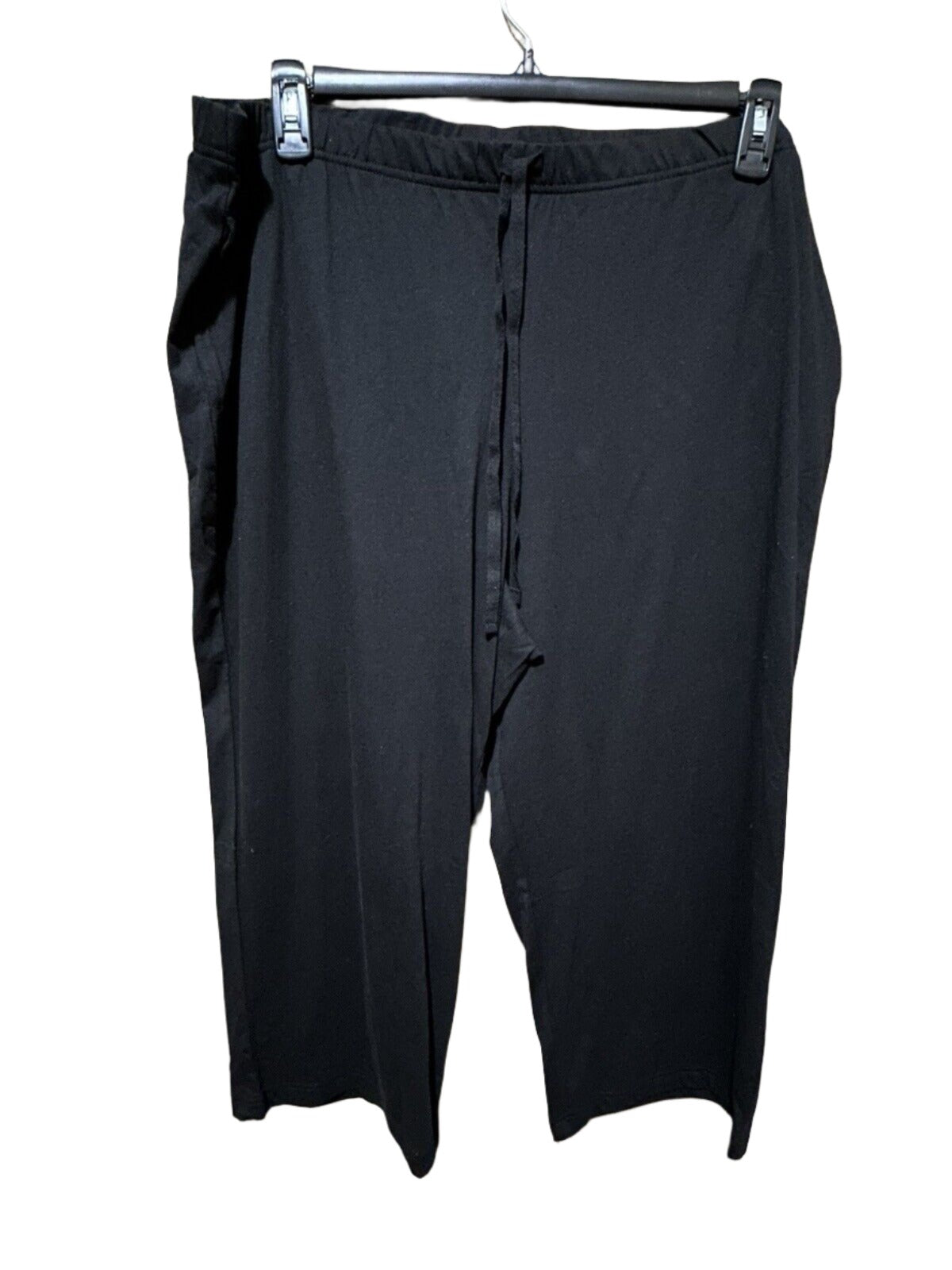 Charter Club Women's Black Cotton Solid Cropped Pajama Pants Plus Size