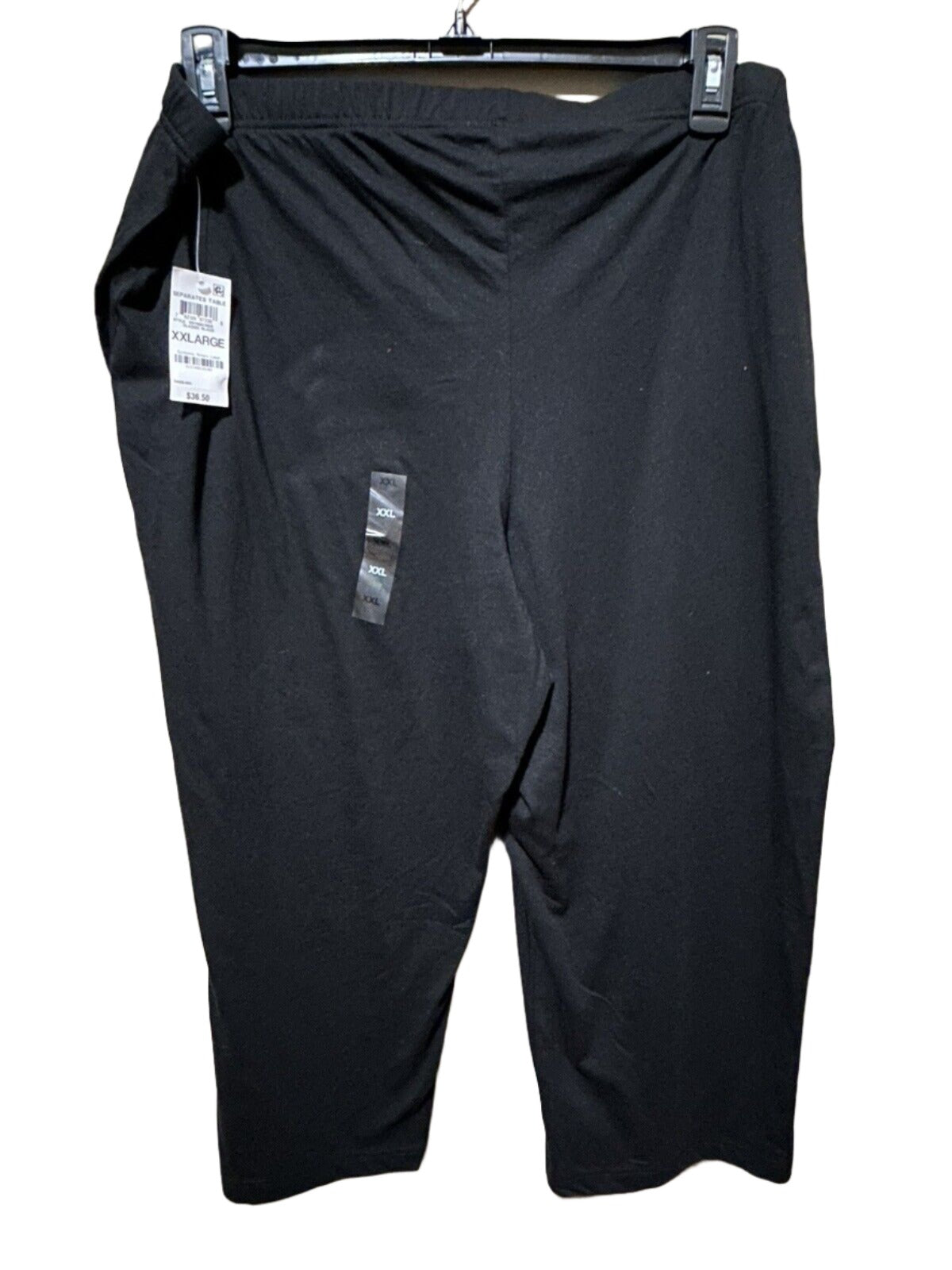 Charter Club Women's Black Cotton Solid Cropped Pajama Pants Plus Size