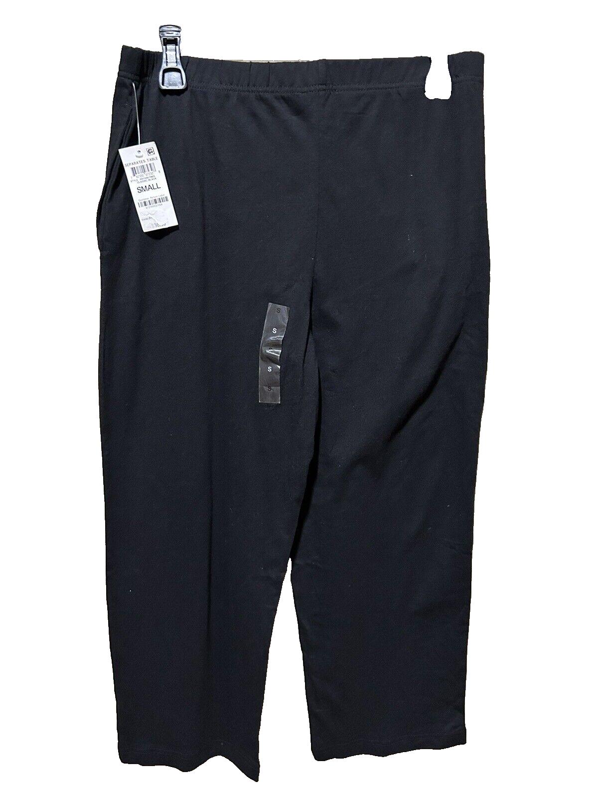 Charter Club Women's Black Cotton Solid Cropped Pajama/Lounge Pants