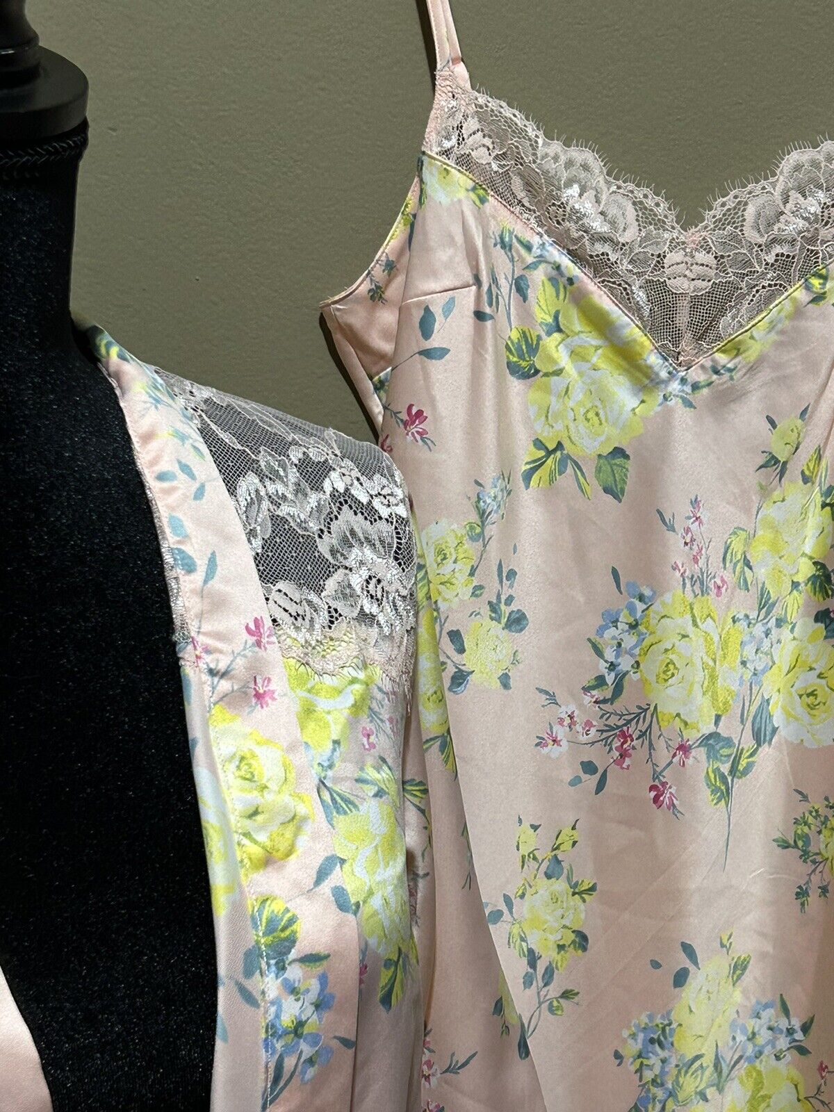 INC Women’s Lace Robe & Sexy Nightie Sleepwear lingerie Chemise Set