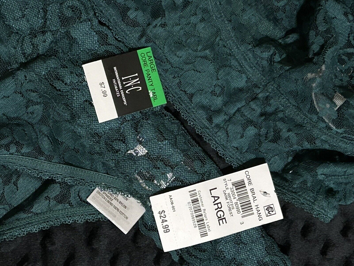 INC Lace Panty Bralette 2 Piece Set NWT Dark Forest