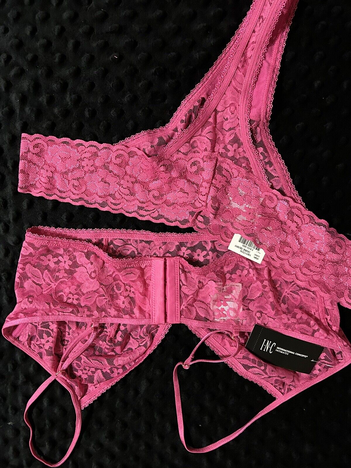 INC International Concepts 2 Piece Lace Thong Bralette Set Divine Berry