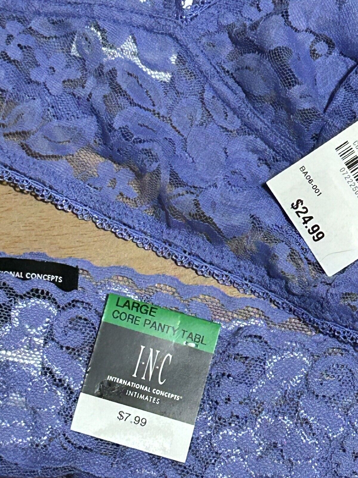 INC international Concepts 2 Piece Lace Thong & Bralette Set NWT Large Lolite