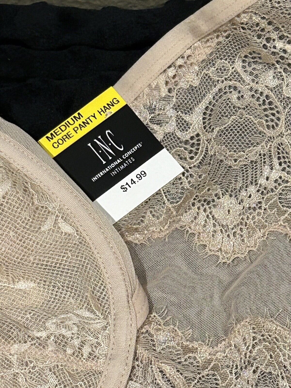 Inc Lace-Trim High-Waist Mesh Underwire Underwear with Matching Bra Set Almond