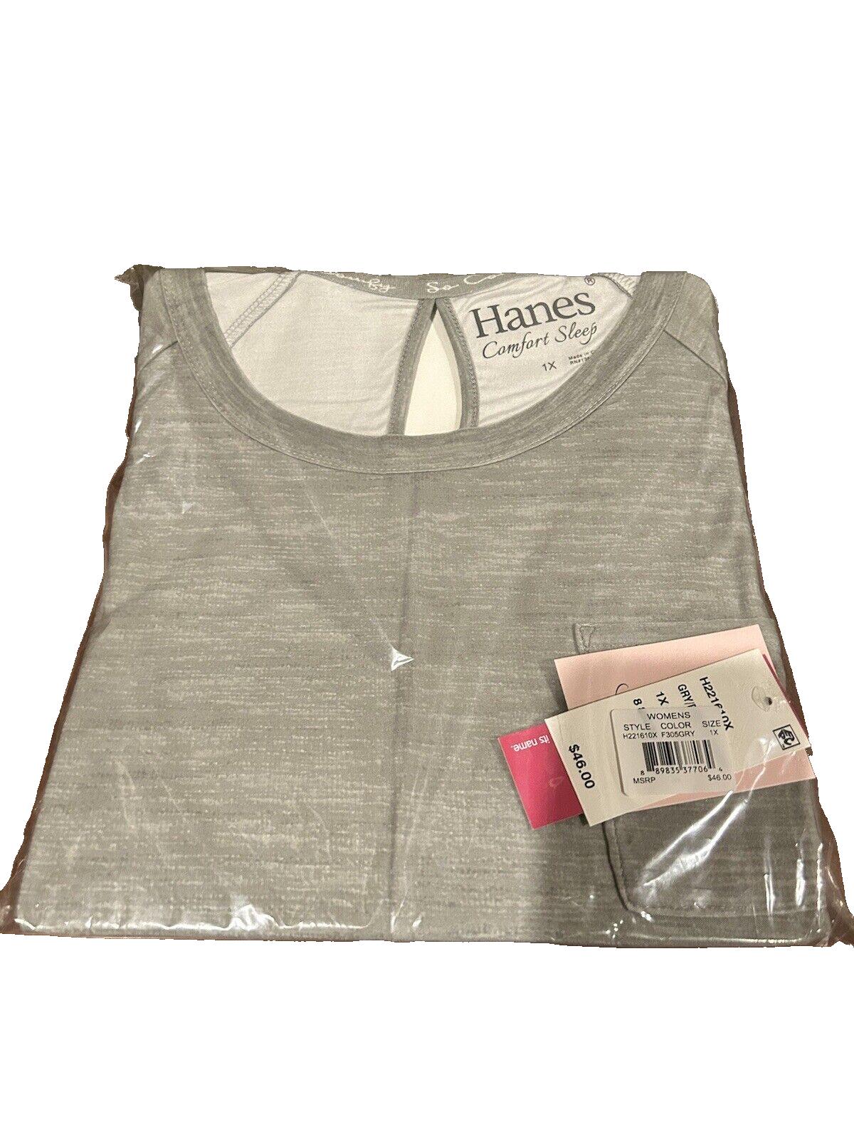 Hanes Comfort Sleep Women’s 2 Piece Grey Pretty Poppy Pajama Set