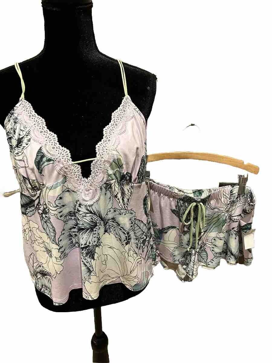 Linea Donatella Palm Garden Cami & Cropped Pants Pajama 2 Piece Set-Lilac