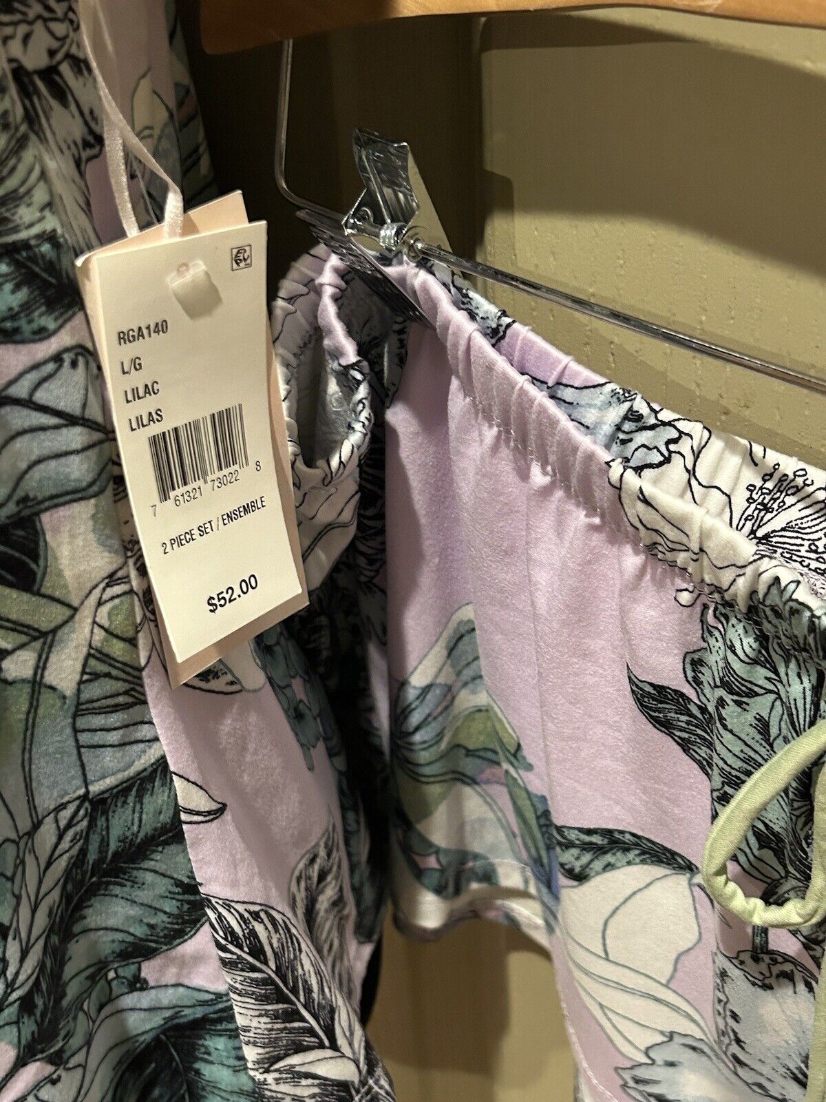 Linea Donatella Palm Garden Cami & Cropped Pants Pajama 2 Piece Set-Lilac