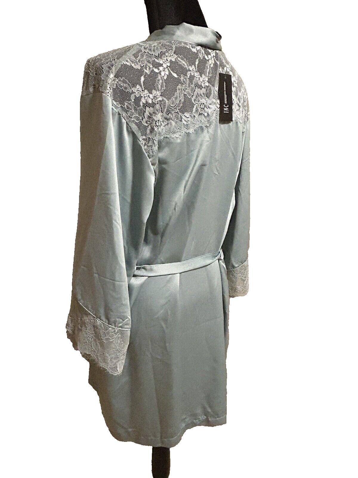 INC Blue Amazonite Women’s Robe With Lace Trim