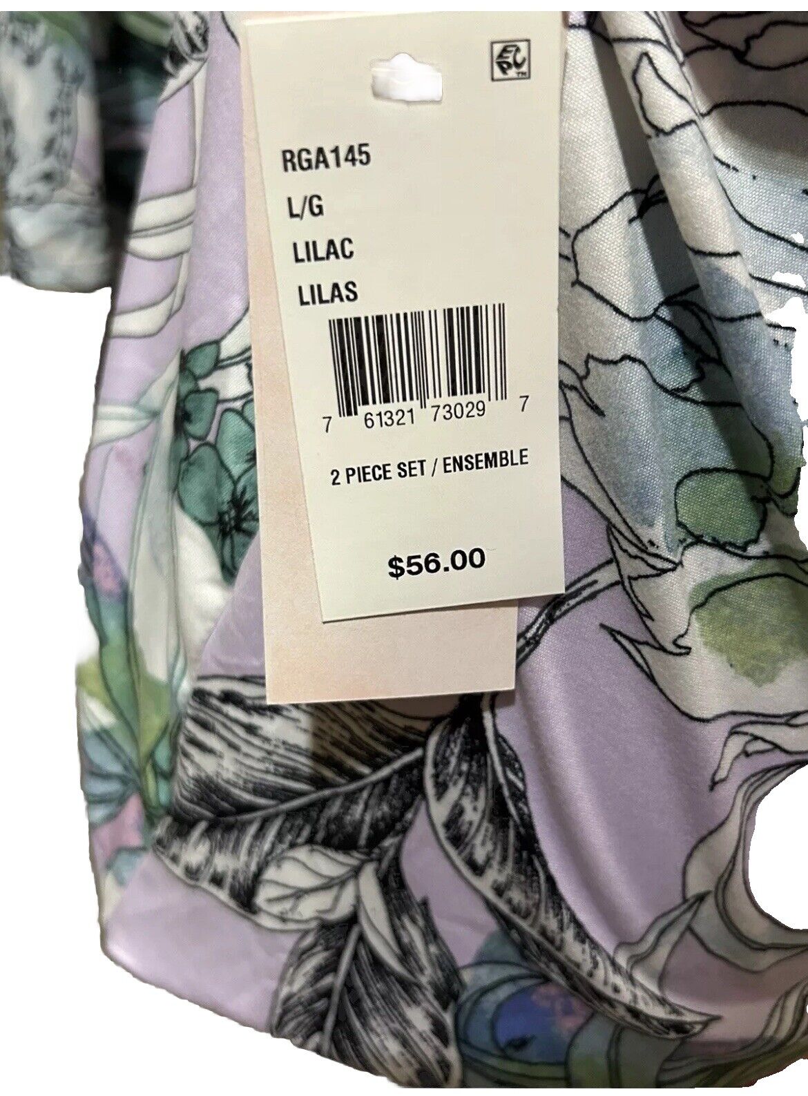 Linea Donatella Palm Garden Cami & Cropped Pants Pajama 2 Piece Set-Lilac