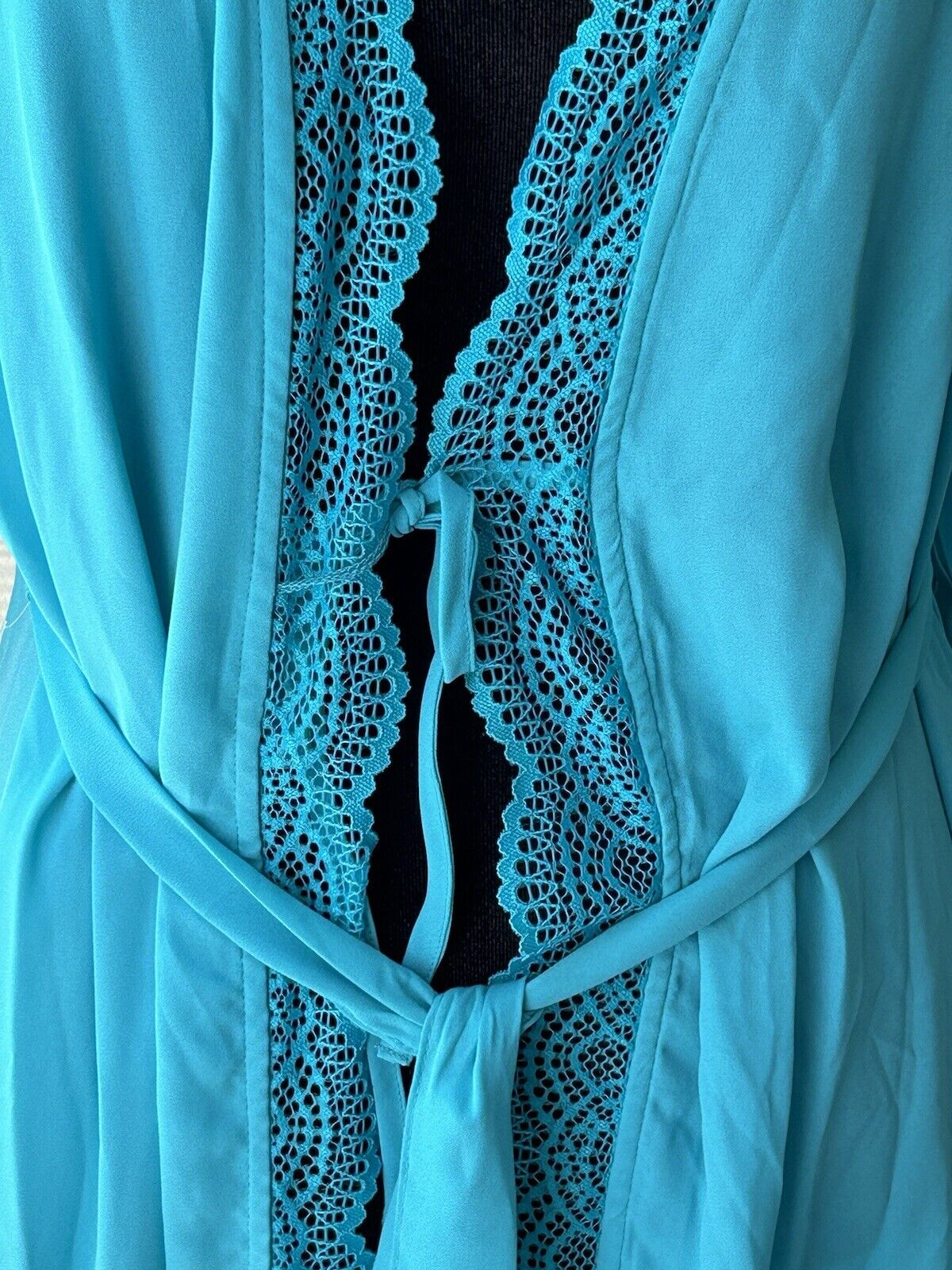 Inc International Concepts Lace Trim Robe Lingerie in Sea Isle