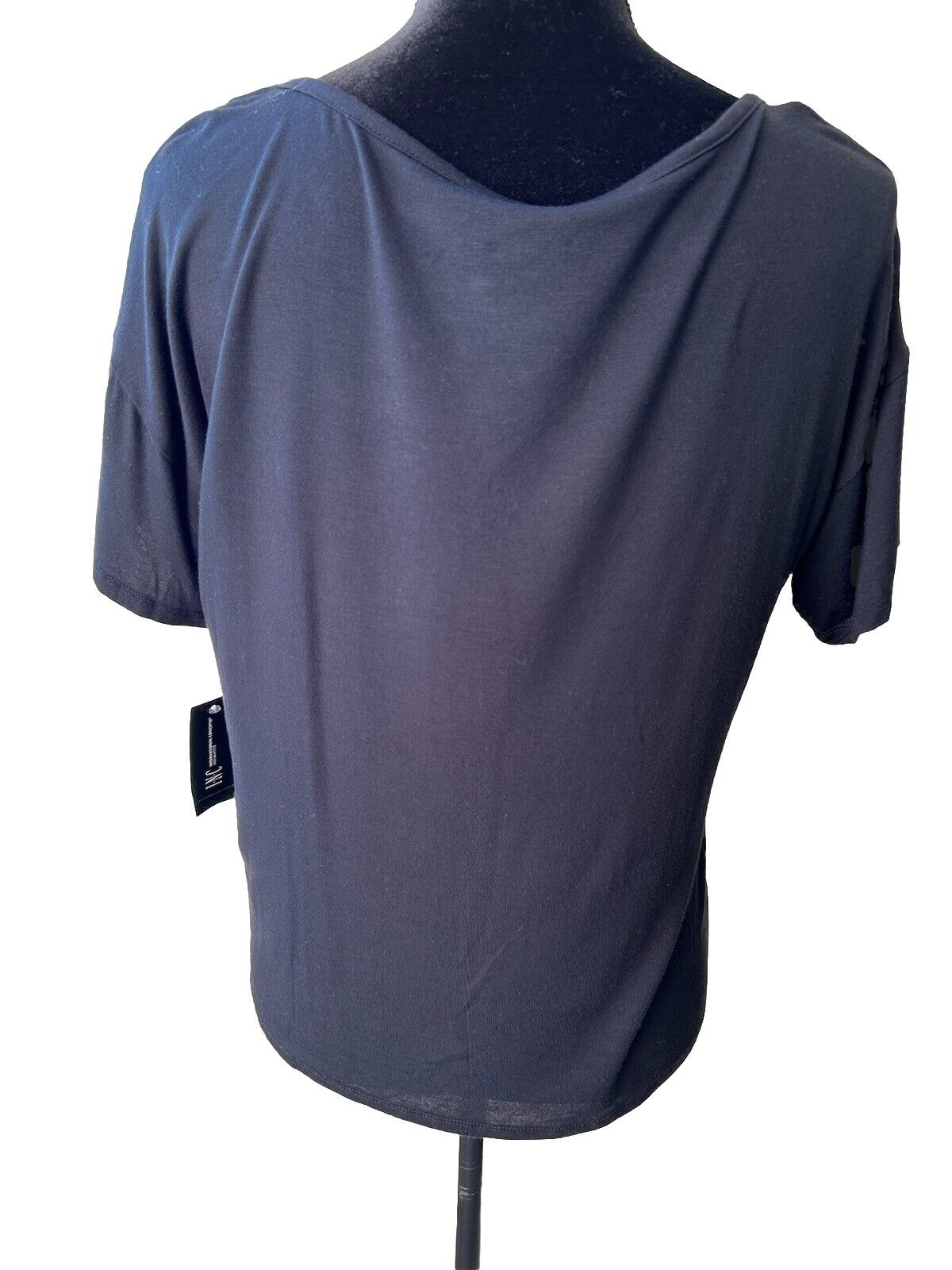 INC International Concepts Super-Soft Short Sleeve Pajama Lounge Top Women's Black Pullover