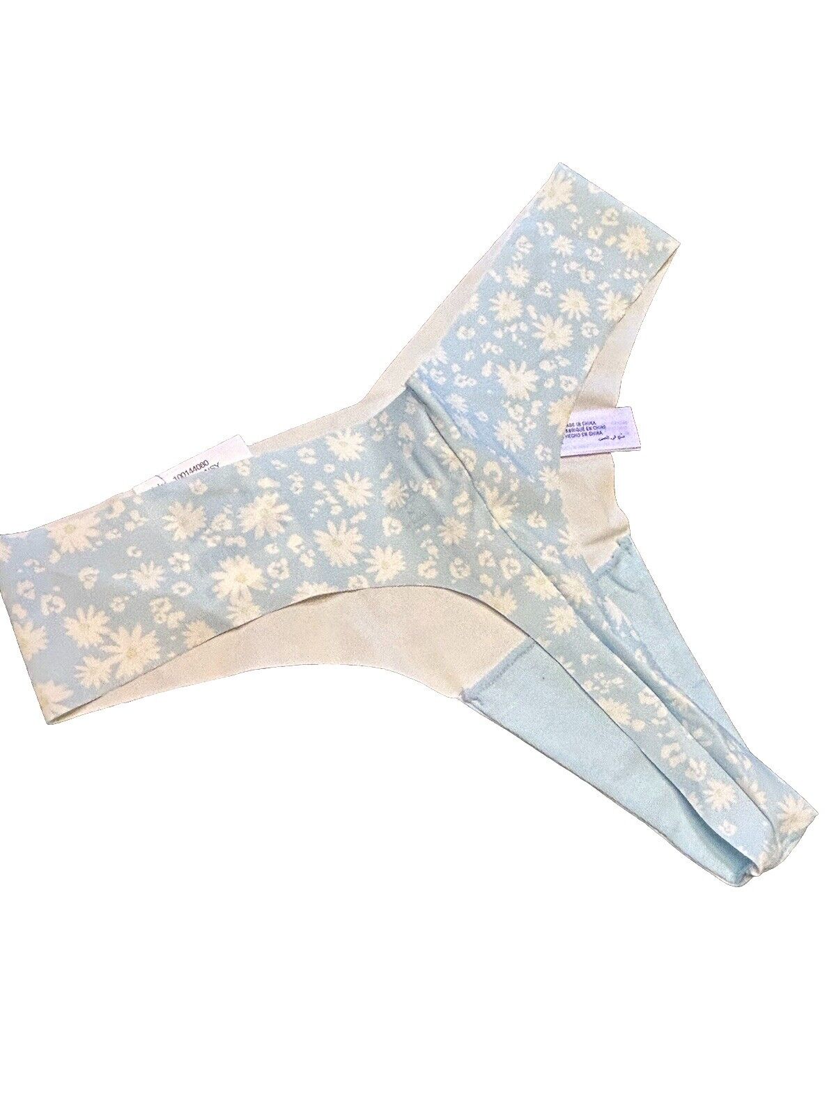 Jenni Women’s No Show Invisible Thong Panty Light Blue Daisy