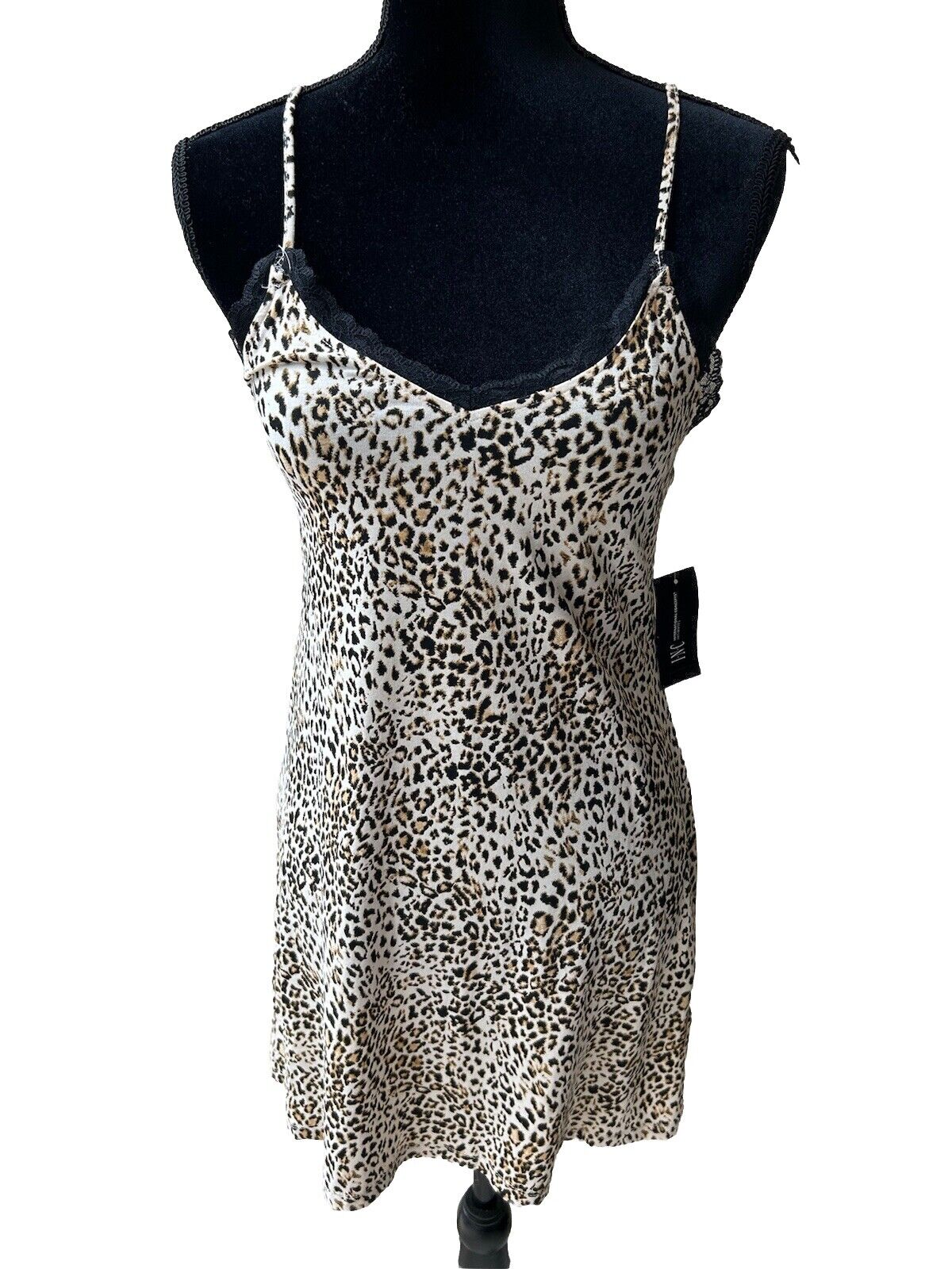 INC International Concepts Women's Lace-Back Printed Knit Chemise Cheetah