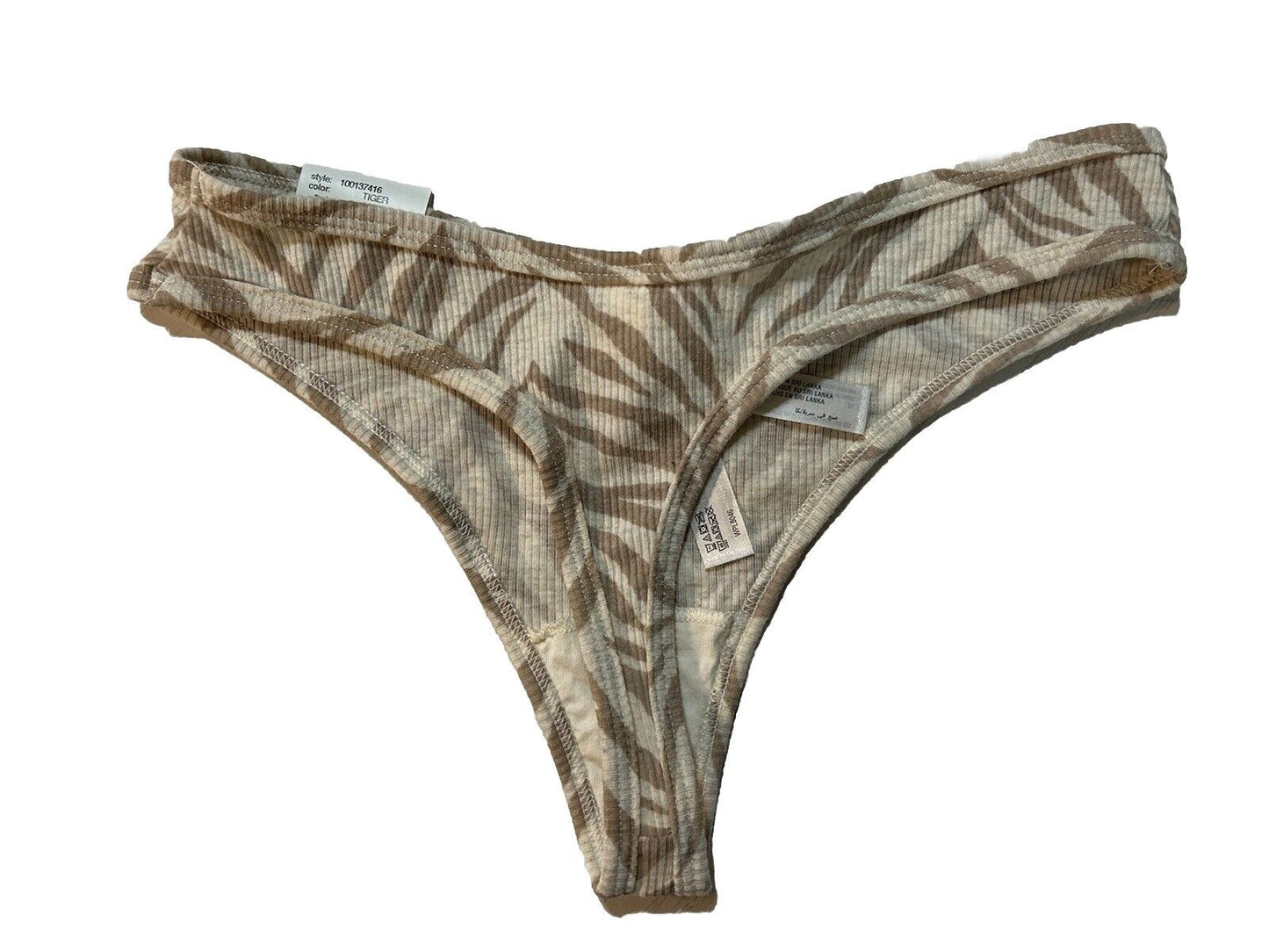 Jenni Women’s Ribbed Thong Panties Underwear Tiger Small