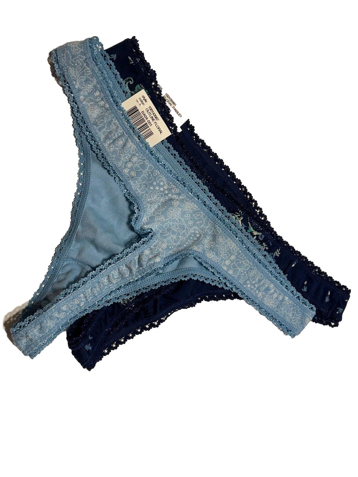 2 Pair Set Charter Club Soft 100% Cotton Thong Lace Trim Brief Underwear Small