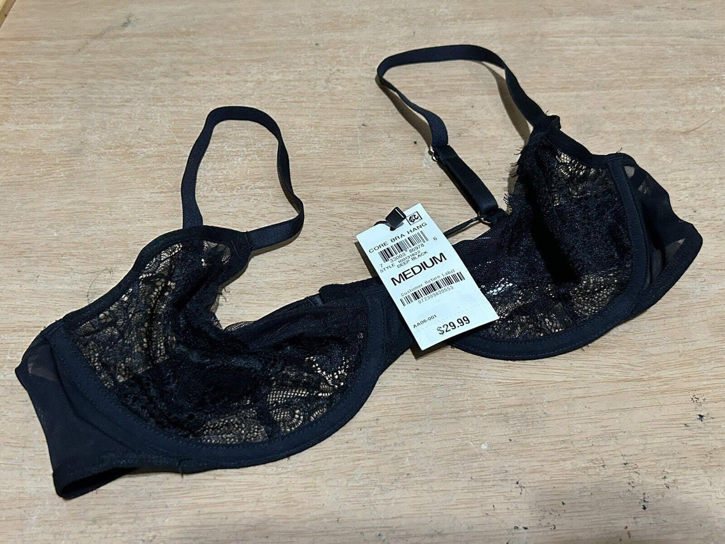 INC International Concepts Women’s Black Underwire Lace Bra