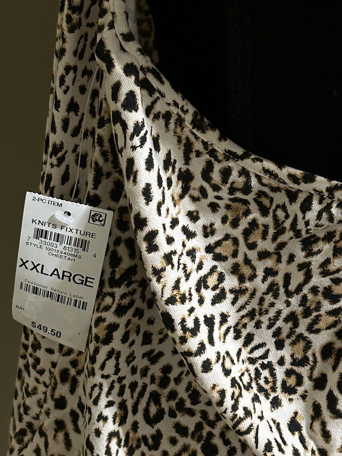 INC International Concepts Women’s Cheetah Print Two Piece Lace Trim Pajama Lingerie Set XXL