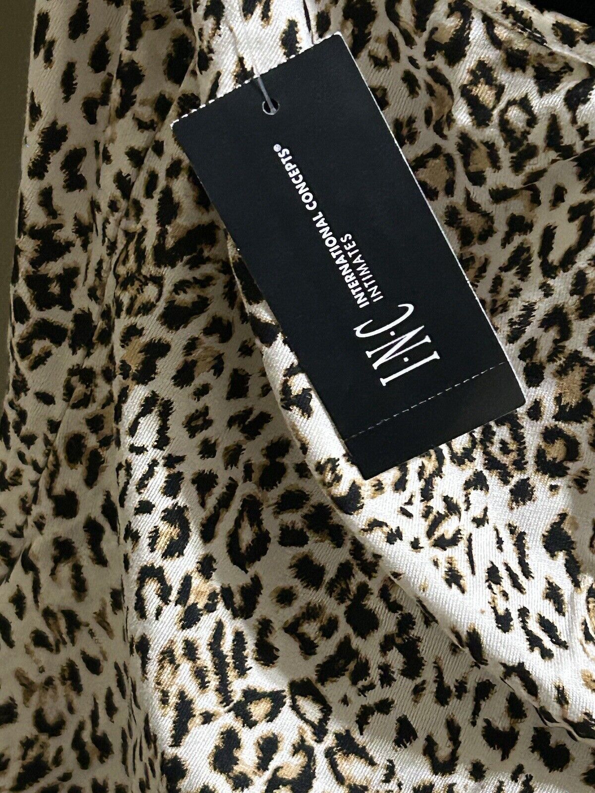 INC International Concepts Women’s Cheetah Print Two Piece Lace Trim Pajama Lingerie Set XXL