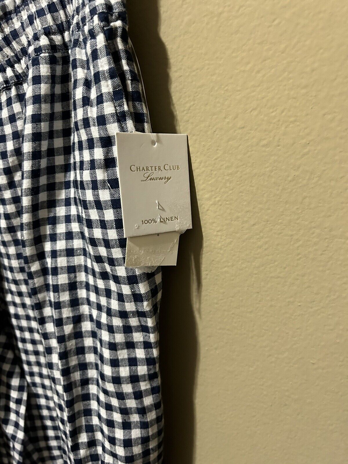 Charter Club Luxury Soft Linen Blue Plaid Pants