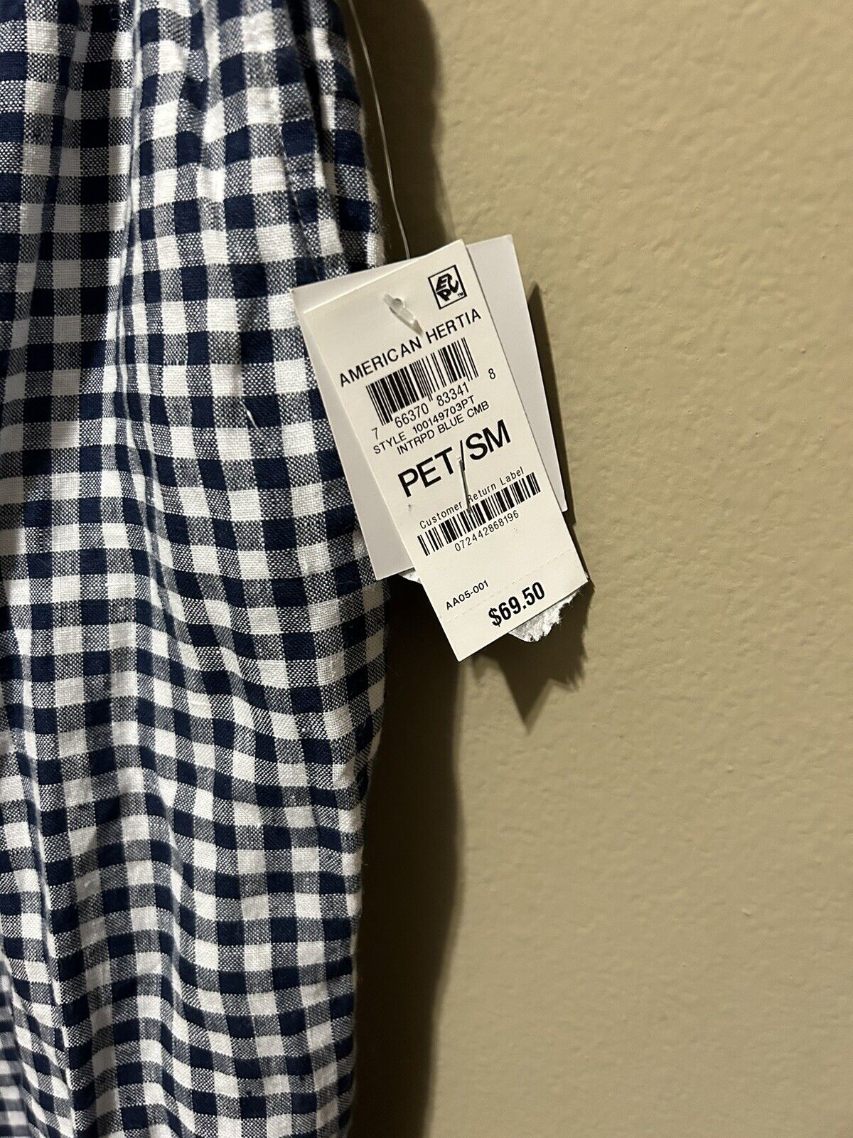 Charter Club Luxury Soft Linen Blue Plaid Pants