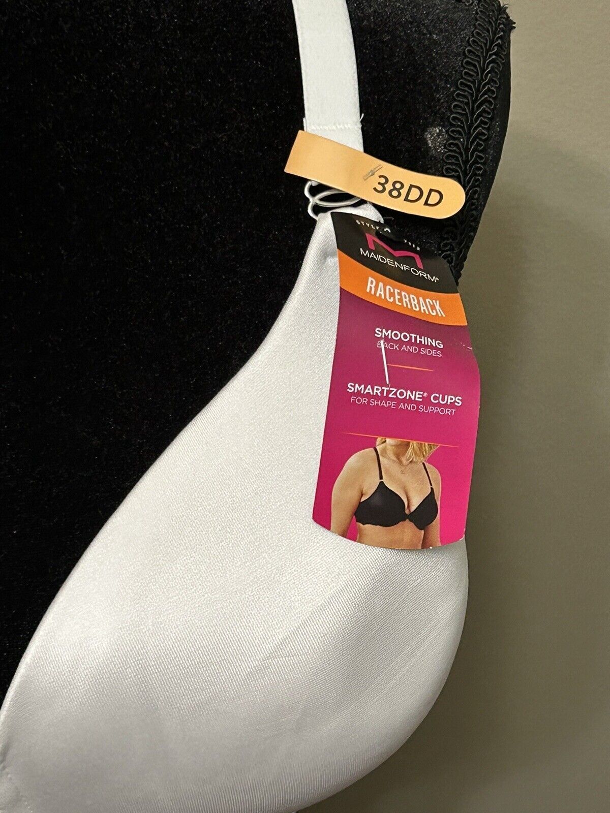 Maidenform Racerback Fab Fit Lace Trim Smoothing Underwire Bra White
