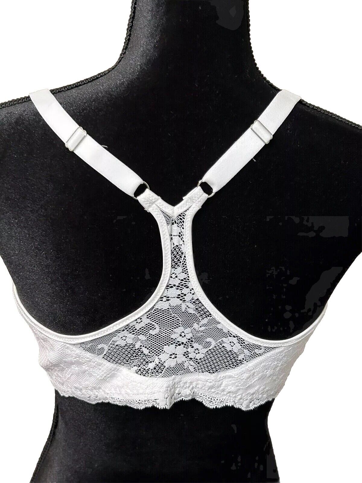 Maidenform Racerback Fab Fit Lace Trim Smoothing Underwire Bra White