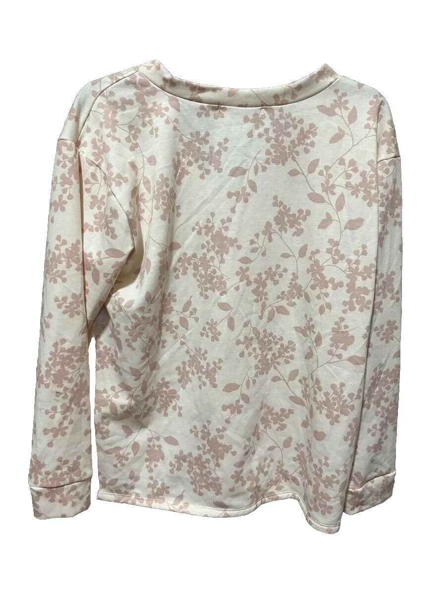 Flora Women’s Super Soft Floral Cream Long Sleeve Pajama Top