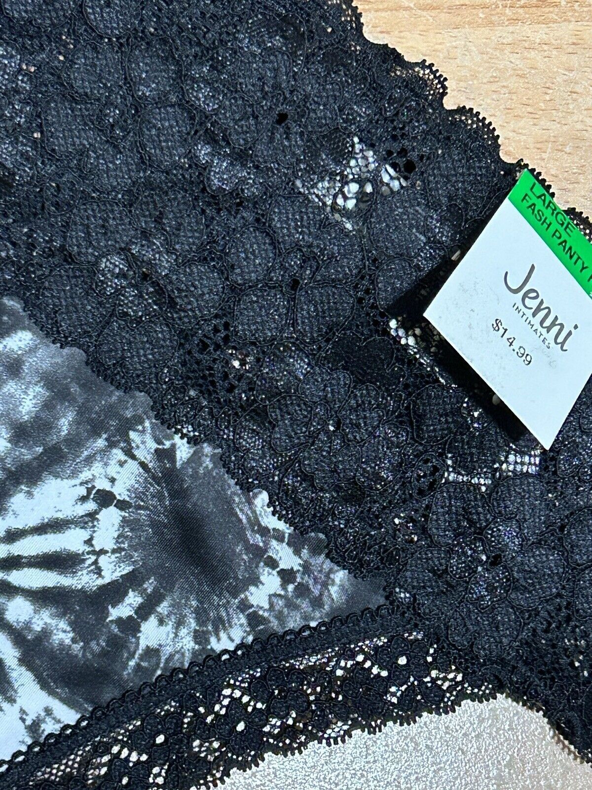 Jenni Lace-Trim Hipster Panty, Underwear Black Pinwheel Tiedye