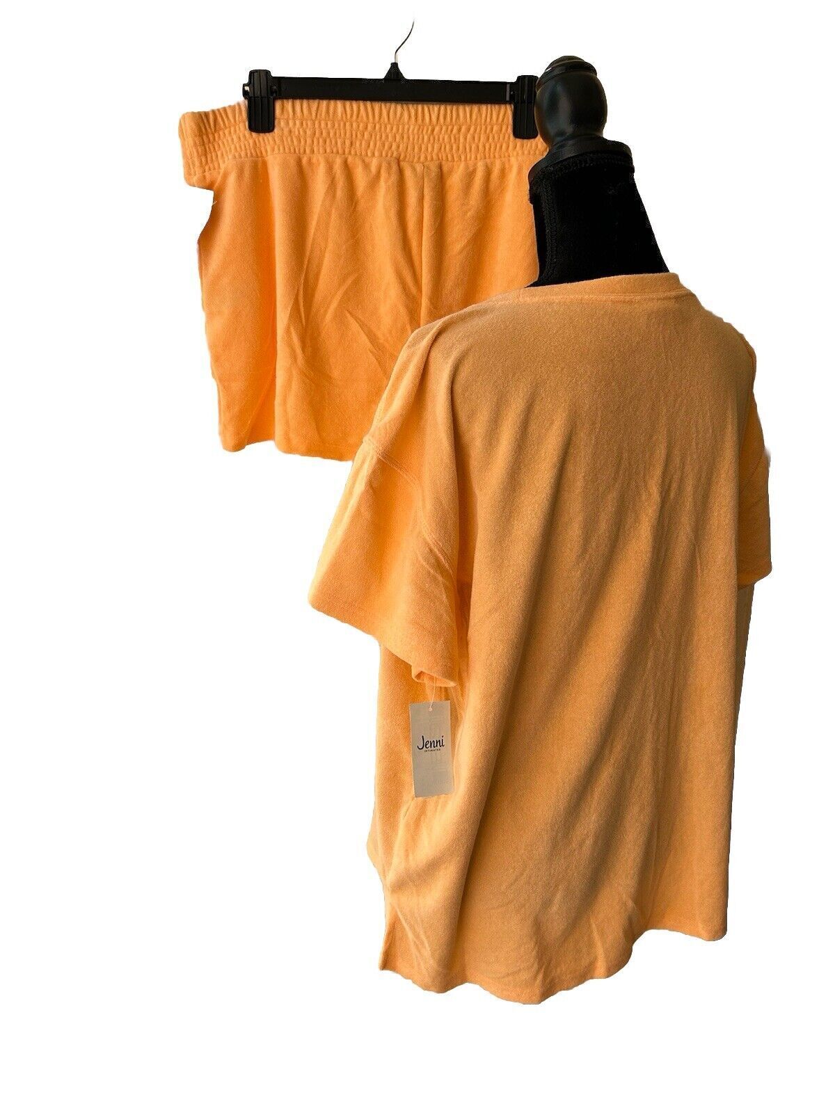 2 PIECE SET Jenni Women's Terry Cloth Short & Top Set Melon